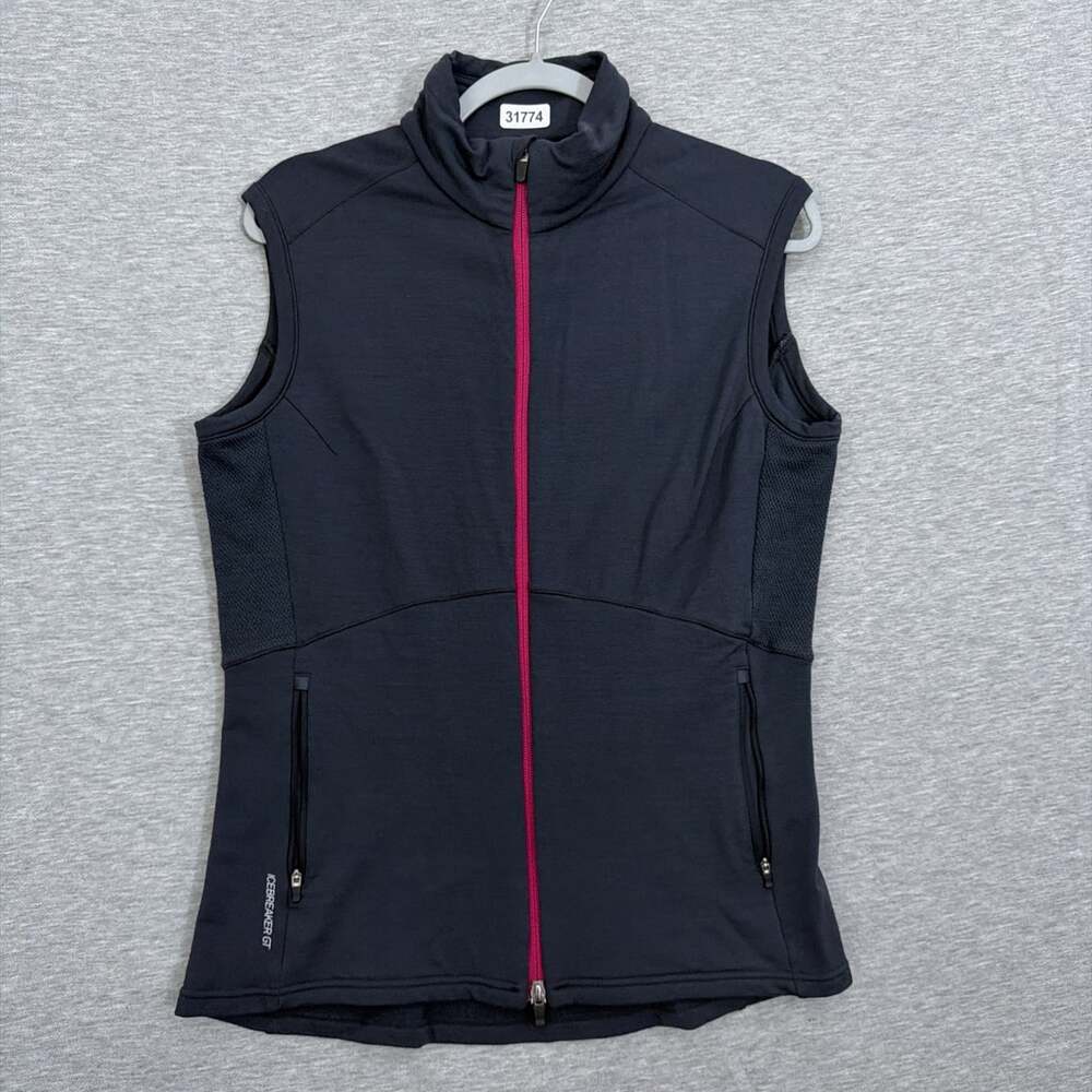 Icebreaker Womens Size XL Gray Blue 320 Expedition Weight Merino Wool Vest